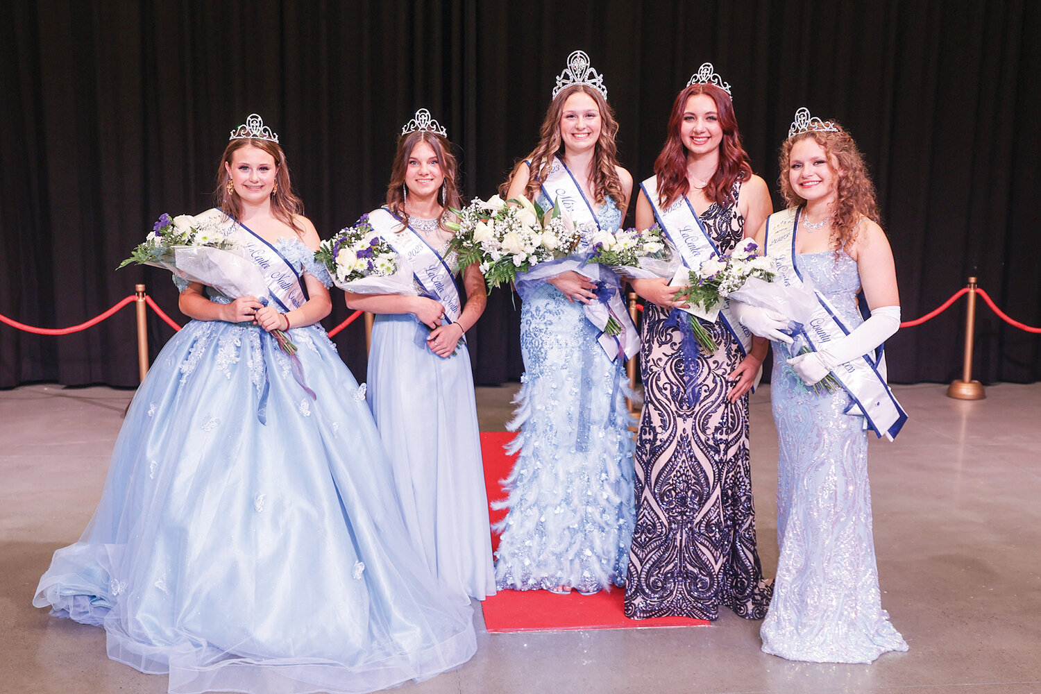 The Miss Teen La Center Scholarship Pageant celebrated 20 years this year at the La Center Our Days festival, July 29. The pageant expanded to include all of North County. This year’s court is (from left to right): 
Fourth-runner up Savannah Terrill, 14, a freshman at La Center High School
Third-runner up Sara Schtezel, 14, a freshman at Cedar Tree Christian School, in Ridgefield; 
Miss Teen La Center 2023 Kylee Mills, 14, a freshman at La Center High School;
First runner-up Leah Lee, 16, a junior at Battle Ground High School;
Second runner-up Adrionna McClellan, 15, a sophomore at Battle Ground High School.